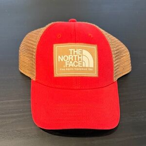 The North Face Red and Tan Trucker Hat